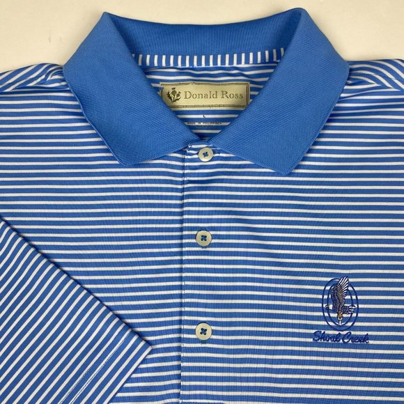 Donald Ross Other - Donald Ross Shoal Creek Golf Polo Shirt Men's Large Blue White Striped